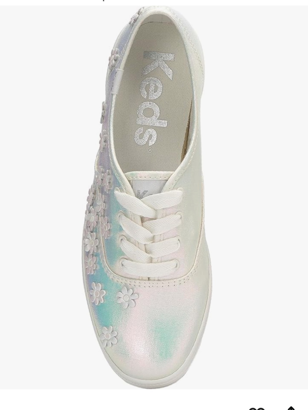 Dreamy Daisies: Iridescent White Keds Champion Floral Sneakers Size 7.5